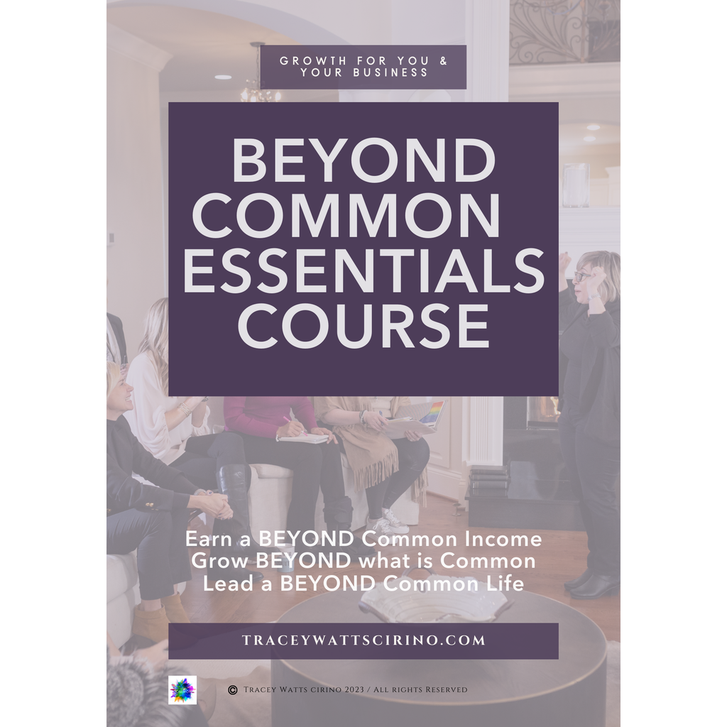 The Beyond Common Essentials Training Course Program Workbook  will guide you on how to build a loyal & profitable client list. Discover simple shifts to gain confidence in selling your high-end products and services.